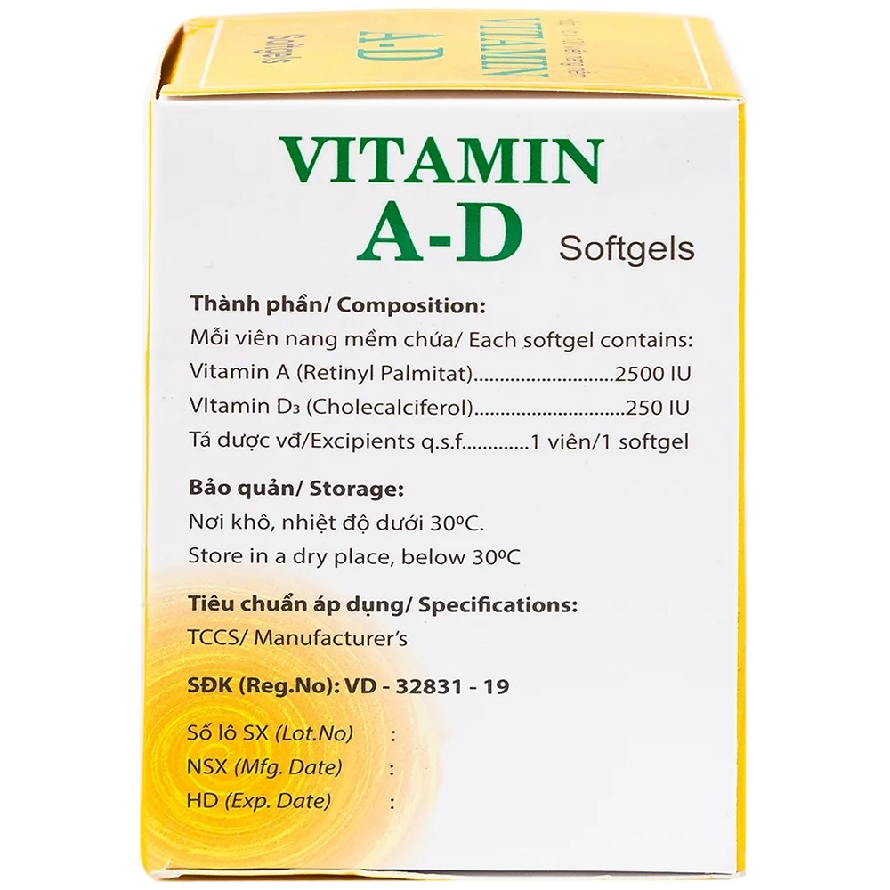 Hình ảnh Thuốc Vitamin A-D Hataphar phòng và điều trị thiếu Vitamin A và D (100 viên)