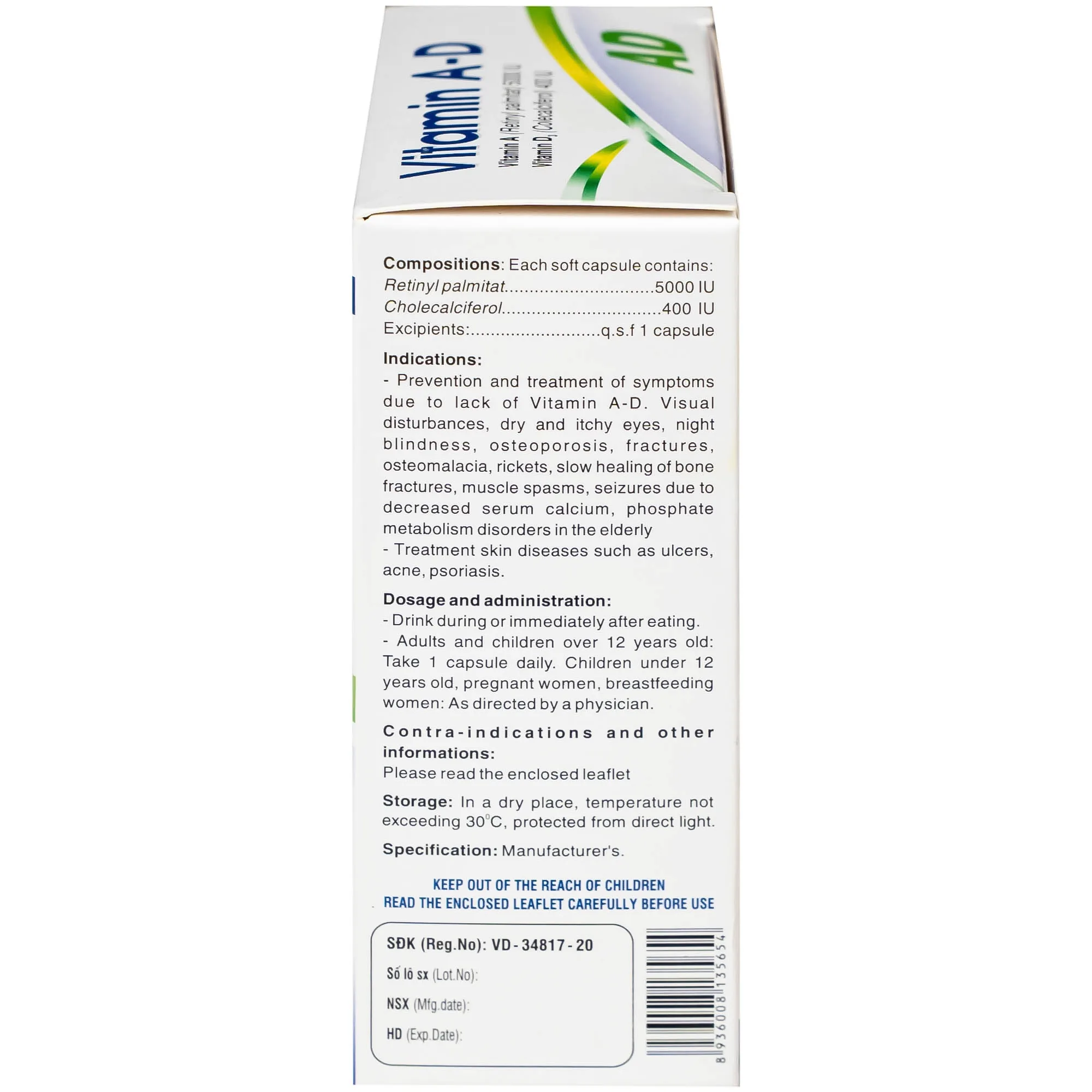 Hình ảnh Thuốc Vitamin A-D Hdpharma dùng dự phòng và điều trị các triệu chứng do thiếu vitamin A - D (10 vỉ x 10 viên)