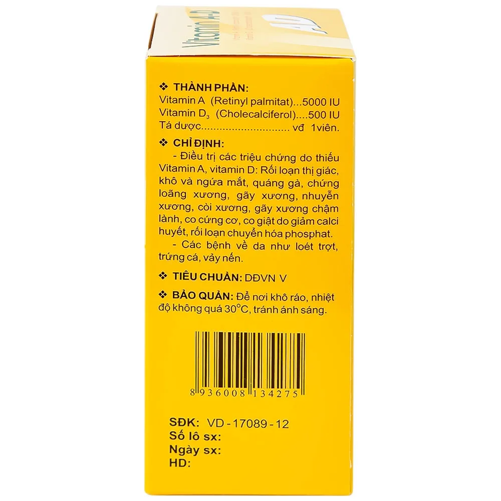 Hình ảnh Thuốc Vitamin A-D HDpharma điều trị tình trạng thiếu Vitamin A và D (5 vỉ x 10 viên)