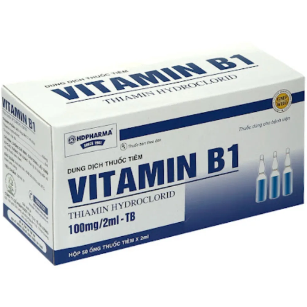 Hình ảnh Thuốc tiêm Vitamin B1 100mg/2ml Hdpharma điều trị hội chứng thiếu Vitamin B1 (50 ống x 2ml)