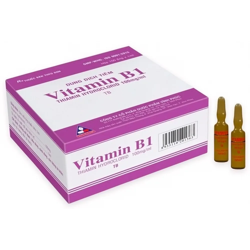 Hình ảnh Dung dịch Vitamin B1 100mg/ml Vinphaco điều trị thiếu Vitamin B1 (100 ống x 1ml)