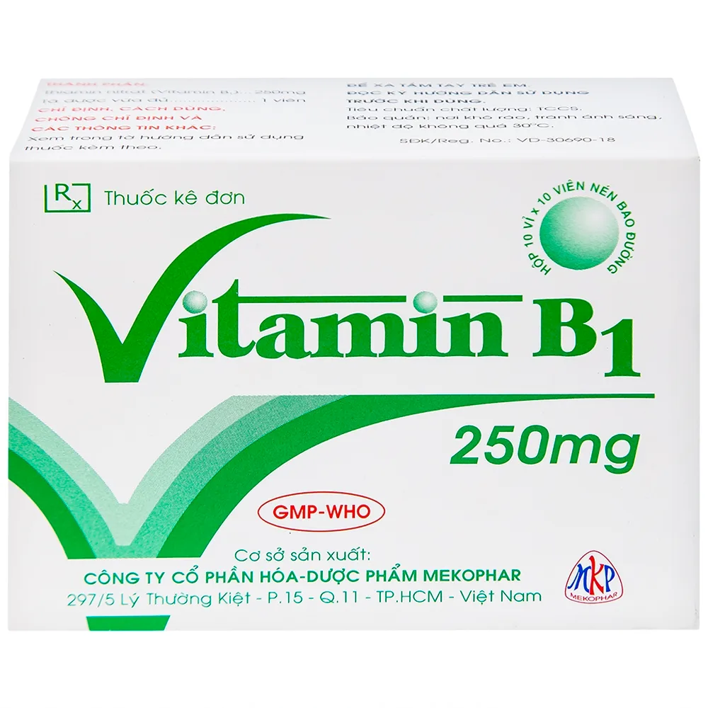 Hình ảnh Thuốc Vitamin B1 250mg Mekophar điều trị tình trạng thiếu Vitamin B (10 vỉ x 10 viên)