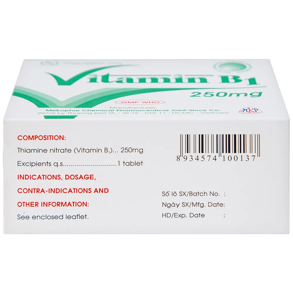 Hình ảnh Thuốc Vitamin B1 250mg Mekophar điều trị tình trạng thiếu Vitamin B (10 vỉ x 10 viên)