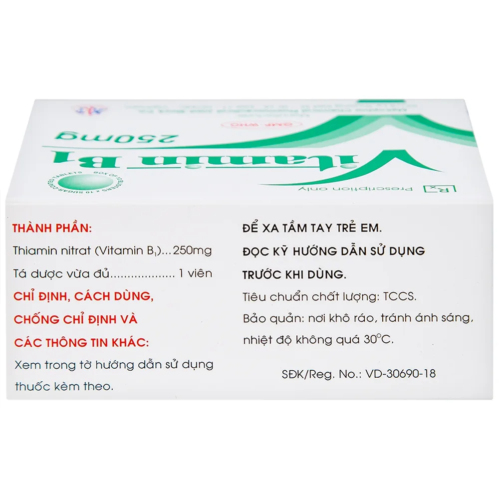 Hình ảnh Thuốc Vitamin B1 250mg Mekophar điều trị tình trạng thiếu Vitamin B (10 vỉ x 10 viên)