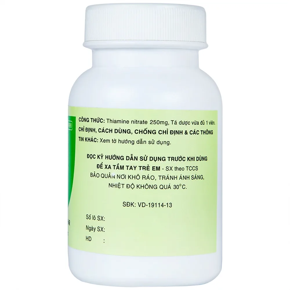 Hình ảnh Thuốc Vitamin B1 250mg Mekophar điều trị bệnh do thiếu hụt Vitamin B1 (100 viên)