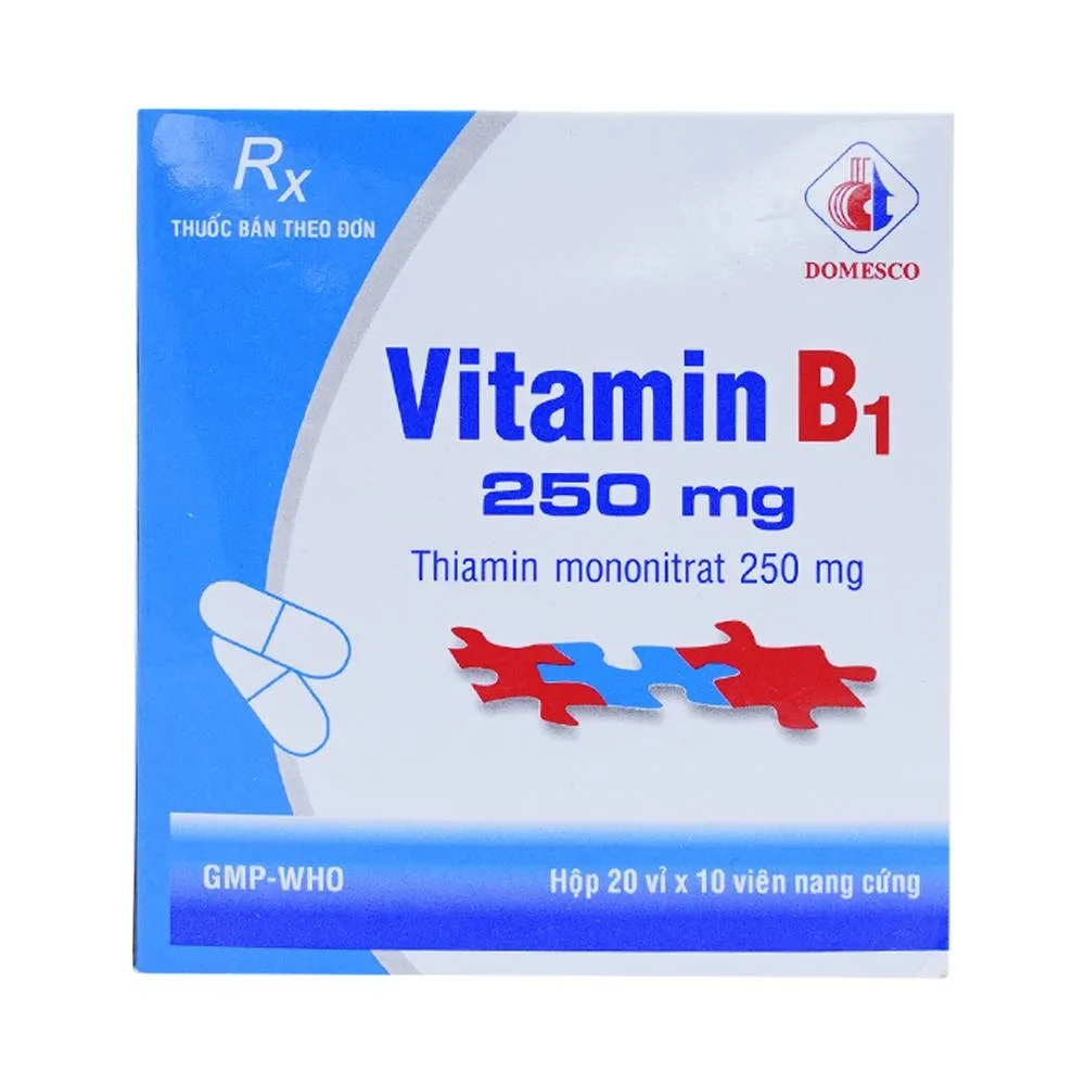 Hình ảnh Thuốc Vitamin B1 250mg Domesco điều trị bệnh do thiếu Vitamin B1 (20 vỉ x 10 viên)