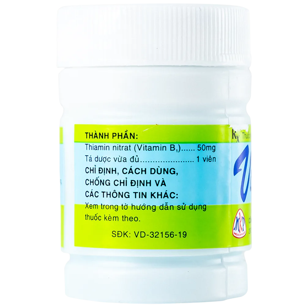 Hình ảnh Thuốc Vitamin B1 50mg Mekophar điều trị thiếu Vitamin B (100 viên)