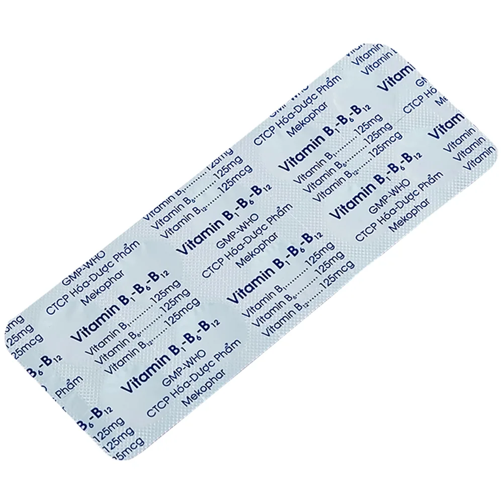 Hình ảnh Thuốc Vitamin B1 - B6 - B12 Mekophar điều trị thiếu hụt Vitamin nhóm B (10 vỉ x 10 viên)