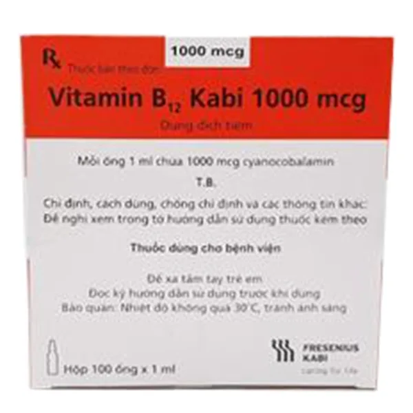 Hình ảnh Thuốc Vitamin B12 Kabi 1000mcg điều trị thiếu vitamin B12 (100 ống X 1ml)