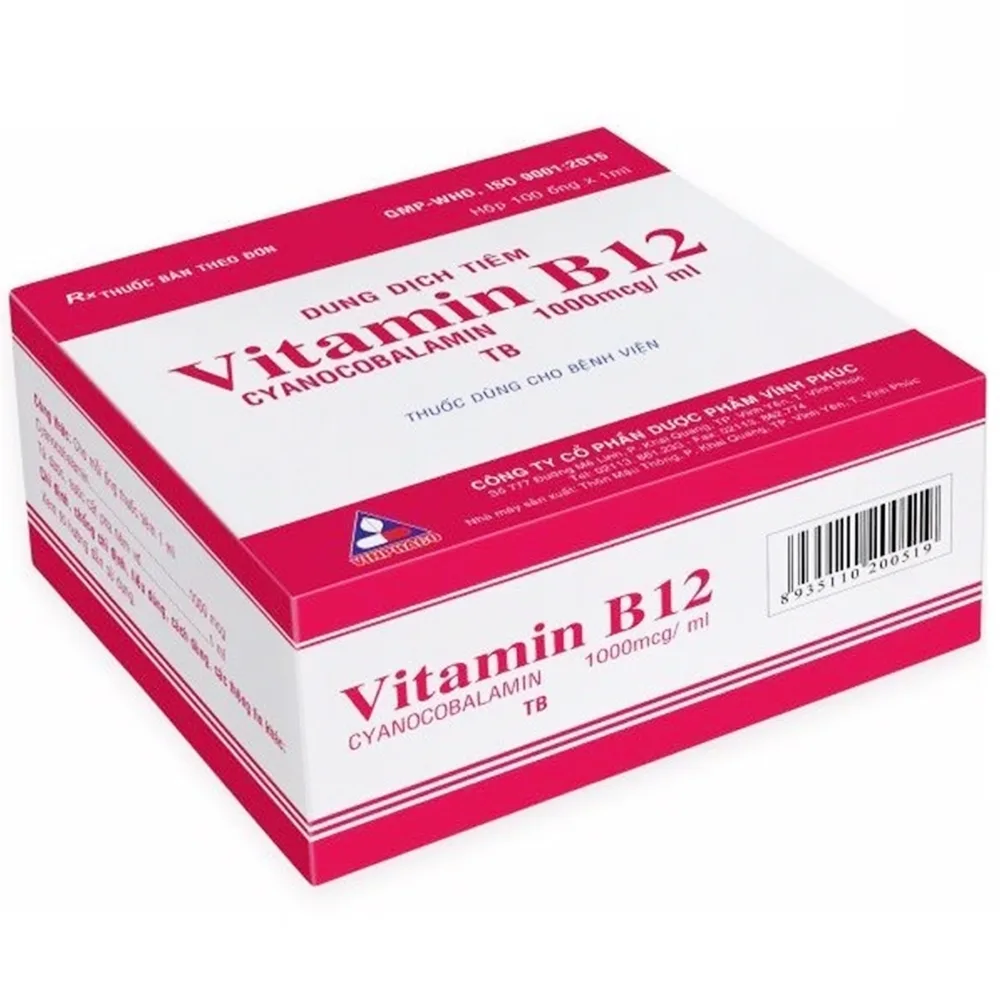 Hình ảnh Thuốc tiêm Vitamin B12 Vinphaco điều trị thiếu máu ác tính (100 ống x 1ml)