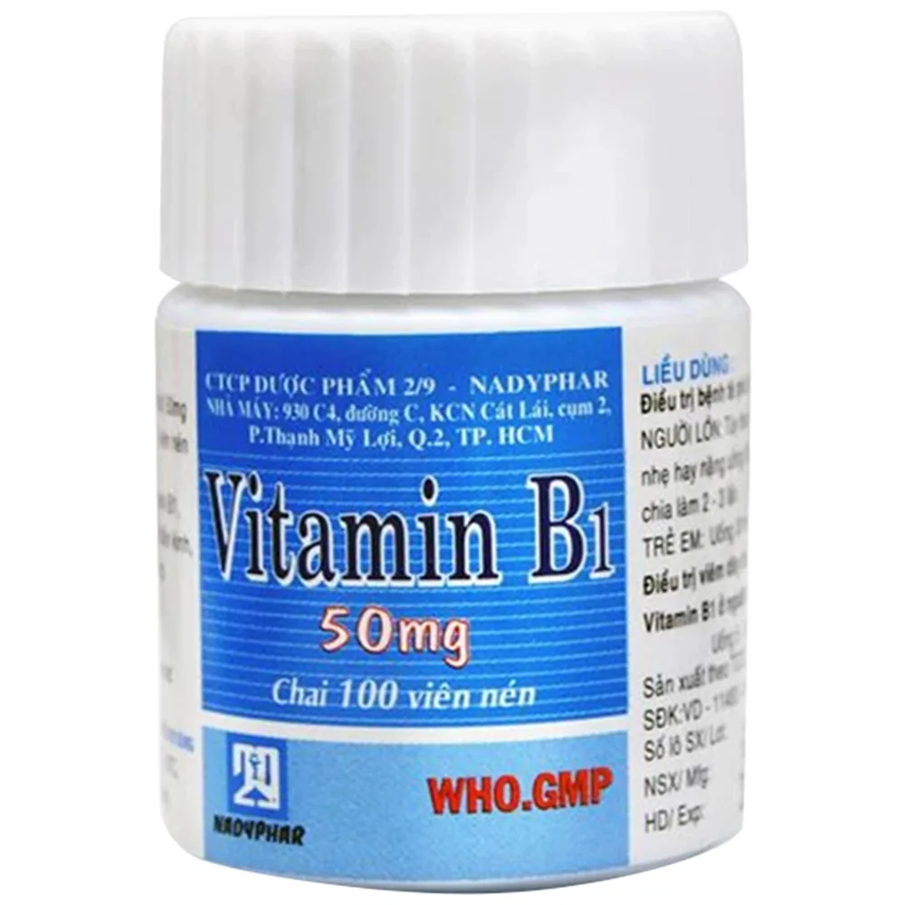 Hình ảnh Thuốc Vitamin B1 50mg Nadyphar điều trị các bệnh thiếu Vitamin B1 (100 viên)