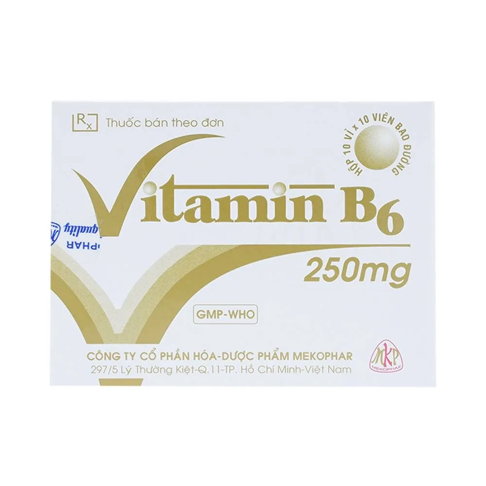 Hình ảnh Thuốc Vitamin B6 250mg Mekophar điều trị thiếu hụt Vitamin B6 (10 vỉ x 10 viên)