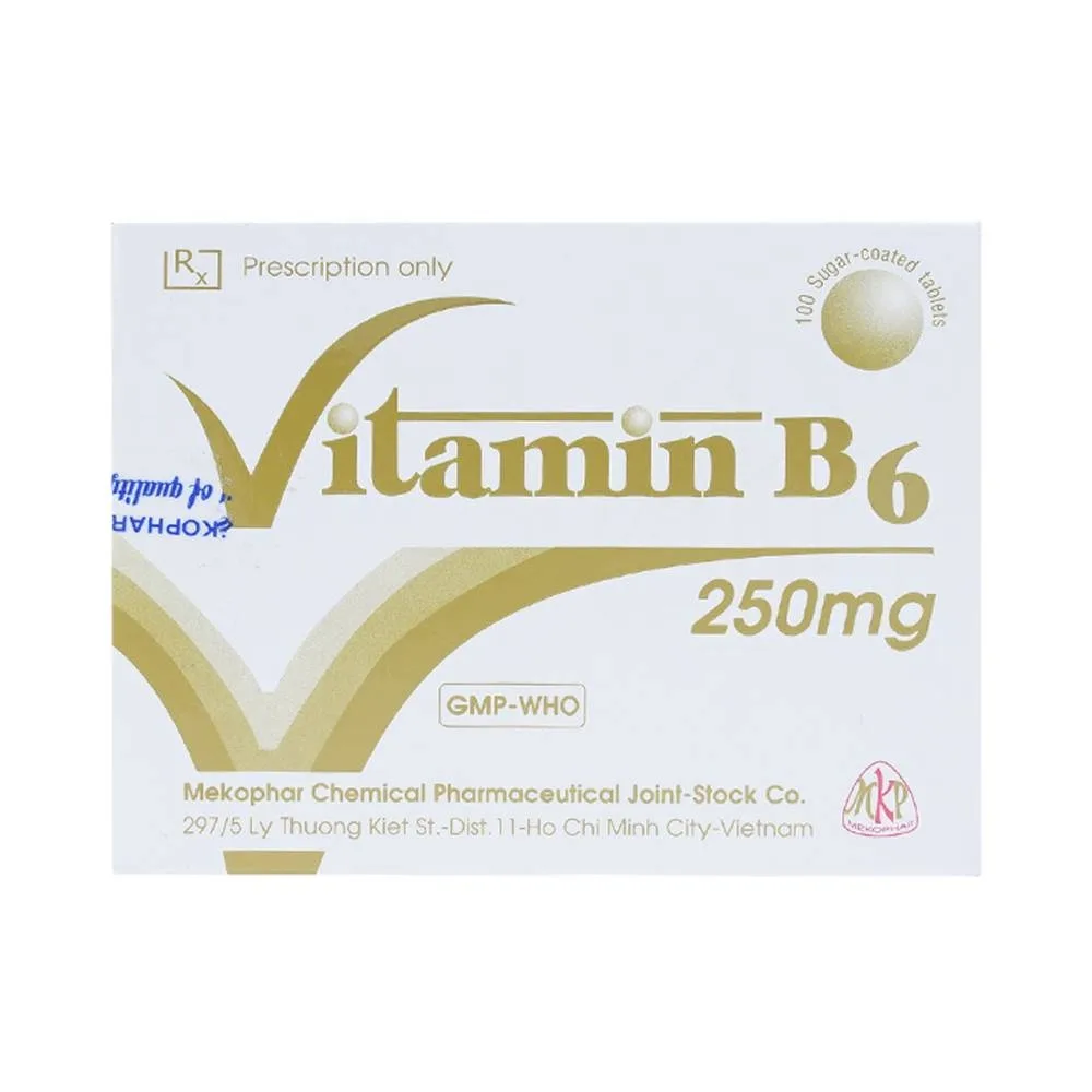 Hình ảnh Thuốc Vitamin B6 250mg Mekophar điều trị thiếu hụt Vitamin B6 (10 vỉ x 10 viên)