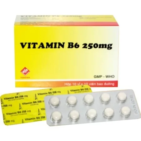 Hình ảnh Thuốc Vitamin B6 250mg Vidipha điều trị thiếu Vitamin B6 (10 vỉ x 10 viên)