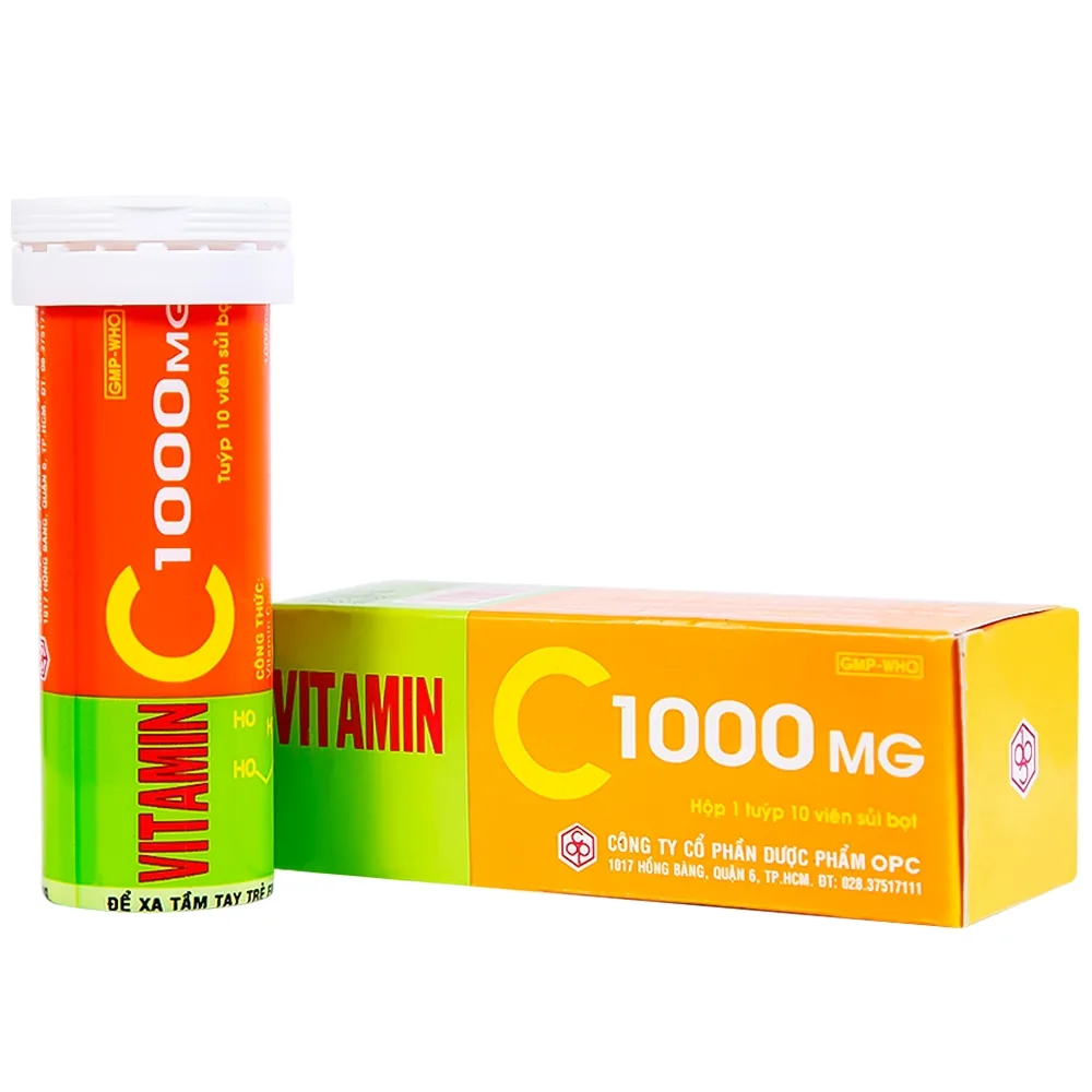 Hình ảnh Viên sủi Vitamin C 1000mg OPC điều trị bệnh Scorbut và các chứng chảy máu do thiếu Vitamin C (10 viên)
