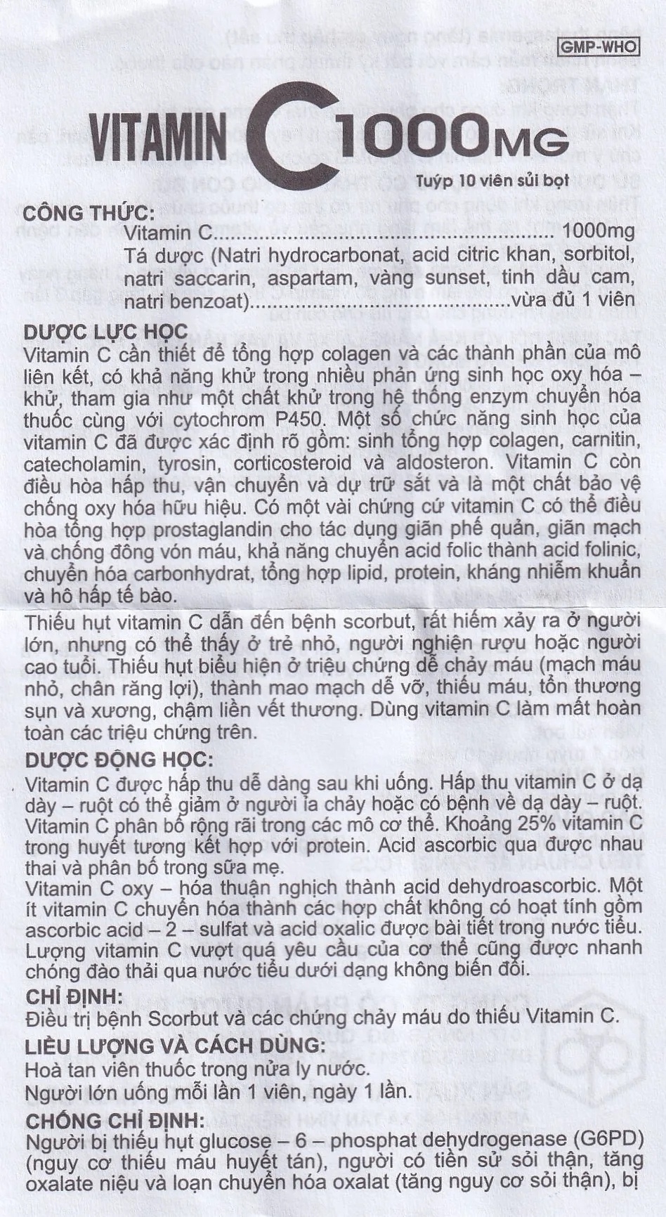 Hình ảnh Viên sủi Vitamin C 1000mg OPC điều trị bệnh Scorbut và các chứng chảy máu do thiếu Vitamin C (10 viên)