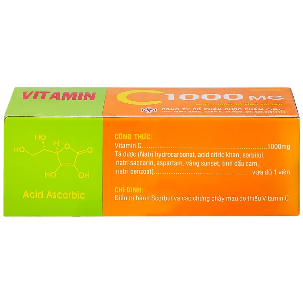 Hình ảnh Viên sủi Vitamin C 1000mg OPC điều trị bệnh Scorbut và các chứng chảy máu do thiếu Vitamin C (10 viên)