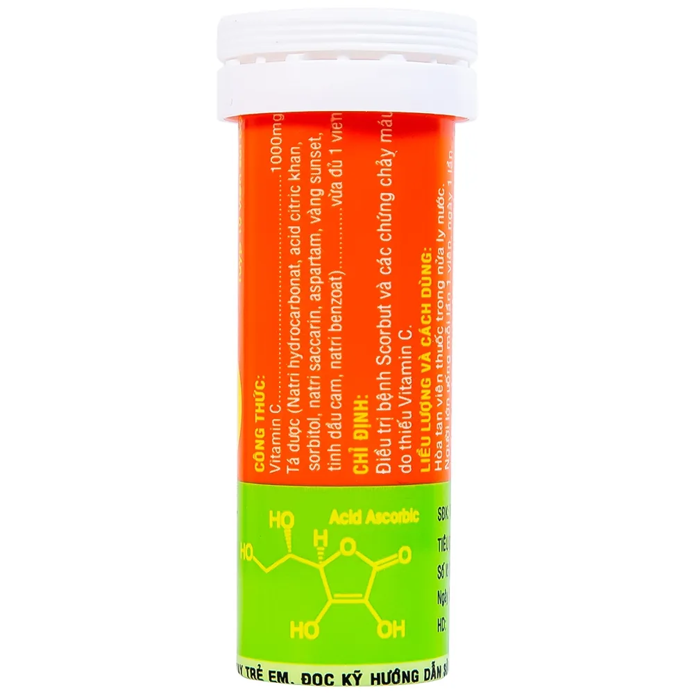 Hình ảnh Viên sủi Vitamin C 1000mg OPC điều trị bệnh Scorbut và các chứng chảy máu do thiếu Vitamin C (10 viên)
