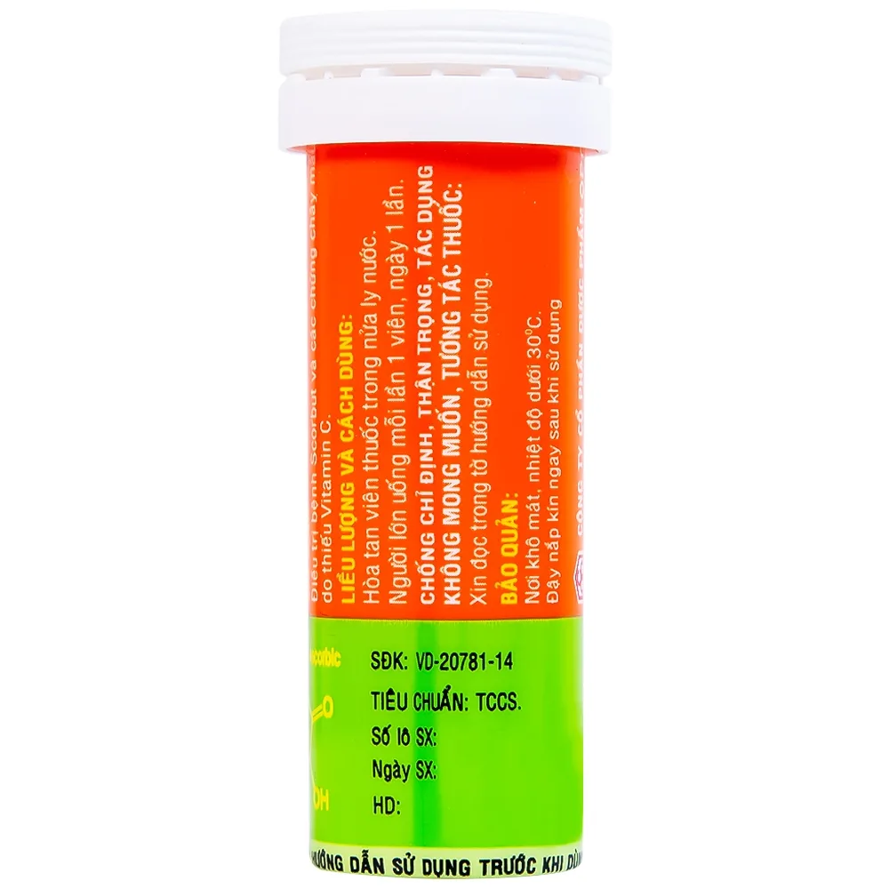 Hình ảnh Viên sủi Vitamin C 1000mg OPC điều trị bệnh Scorbut và các chứng chảy máu do thiếu Vitamin C (10 viên)