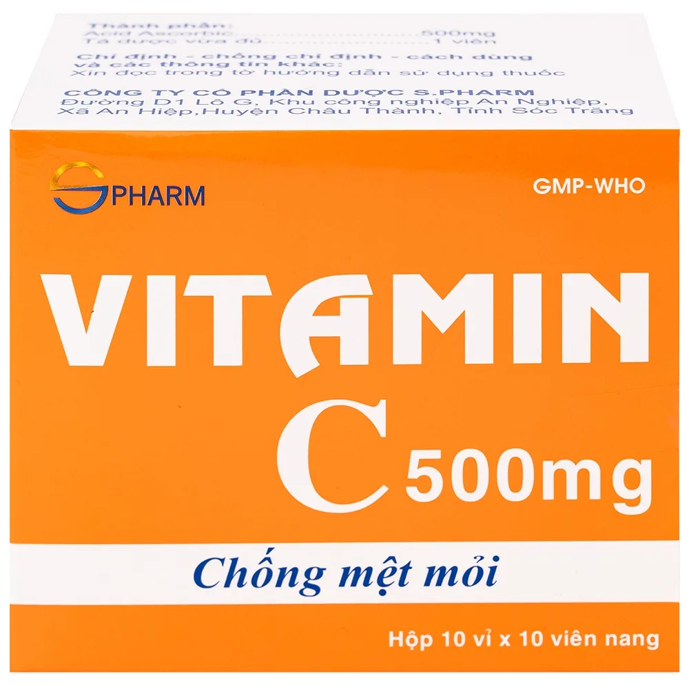 Hình ảnh Thuốc Vitamin C 500mg SPHARM phòng và trị thiếu vitamin C (10 vỉ x 10 viên)