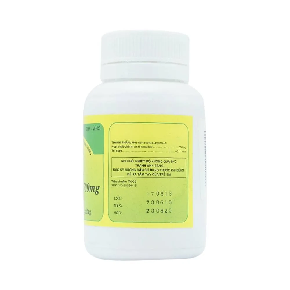 Hình ảnh Thuốc Vitamin C 500mg Vidipha điều trị bệnh do thiếu Vitamin C (100 viên)