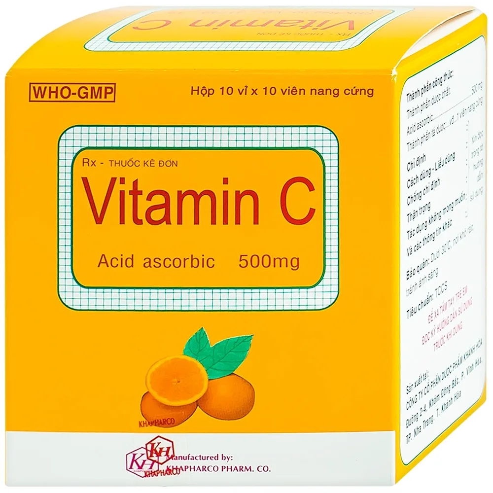 Hình ảnh Thuốc Vitamin C 500mg Khapharco điều trị bệnh Scorbut (10 vỉ x 10 viên)