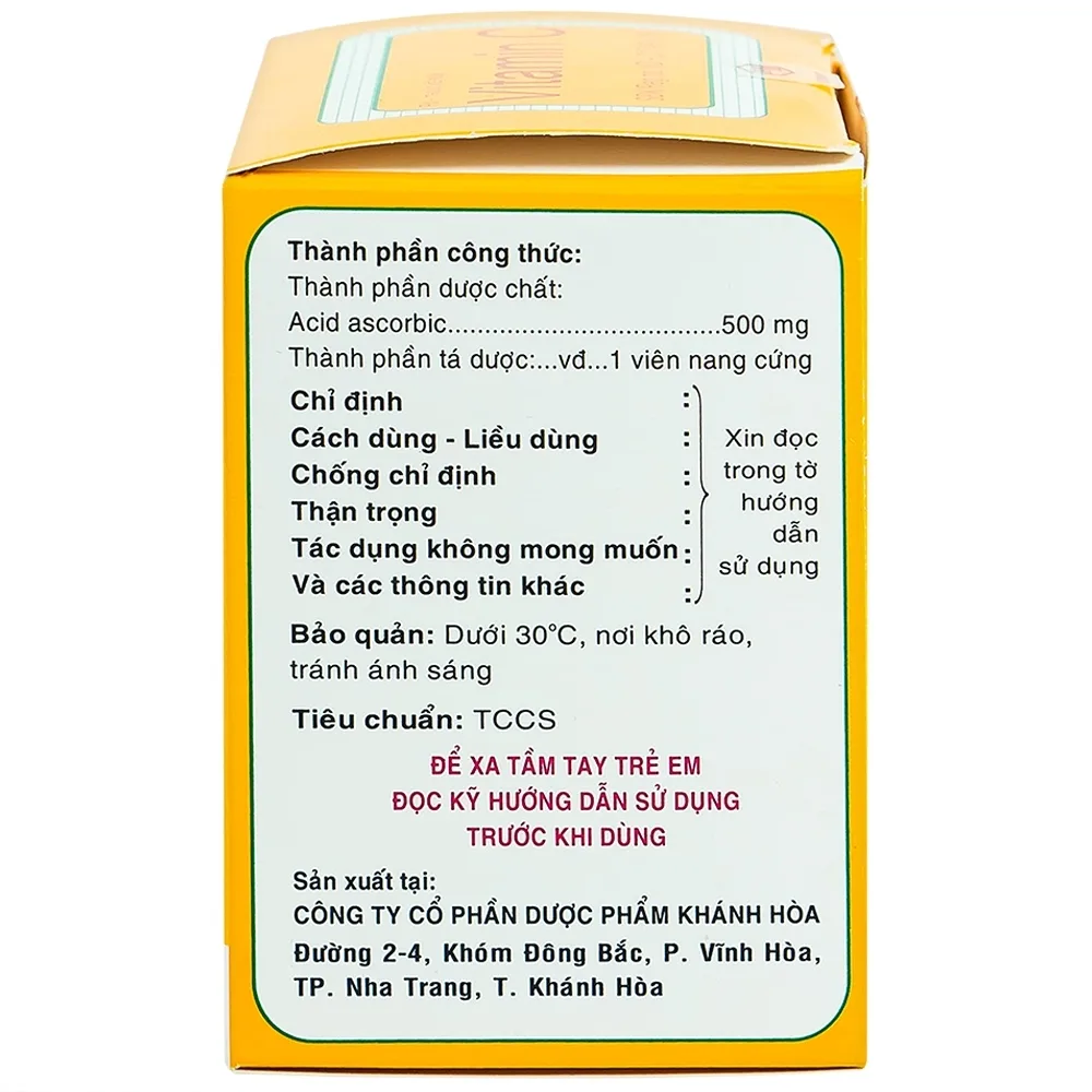 Hình ảnh Thuốc Vitamin C 500mg Khapharco điều trị bệnh Scorbut (10 vỉ x 10 viên)