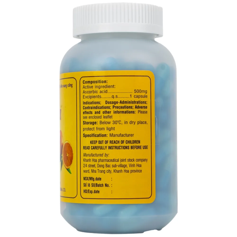 Hình ảnh Thuốc Vitamin C 500mg Khapharco dự phòng và điều trị bệnh Scorbut (200 viên)