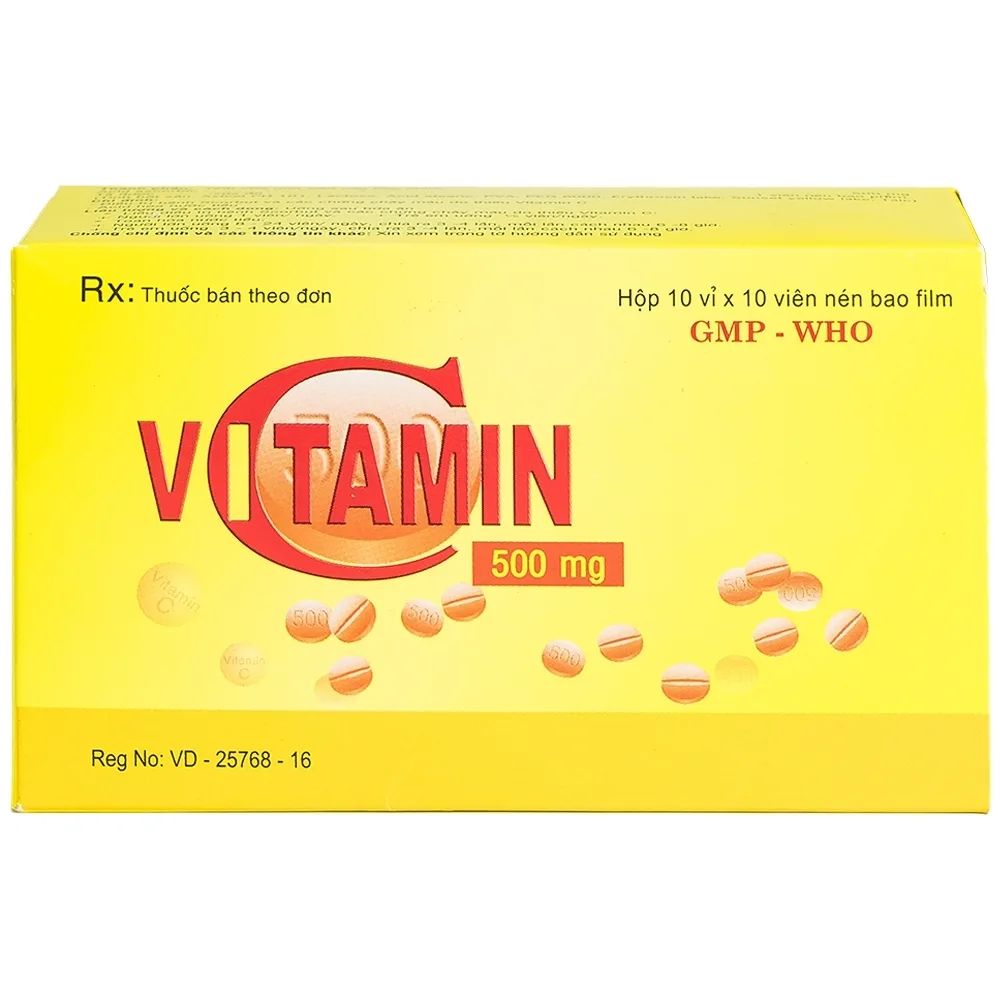 Hình ảnh Thuốc Vitamin C 500mg Quapharco điều trị bệnh do thiếu Vitamin C (10 vỉ x 10 viên)
