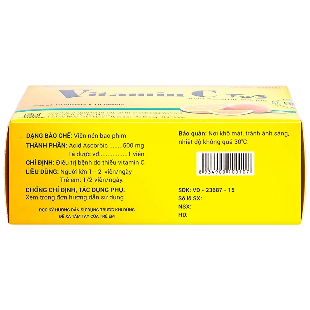 Hình ảnh Thuốc Vitamin C TW3 điều trị bệnh do thiếu vitamin C (10 vỉ x 10 viên)