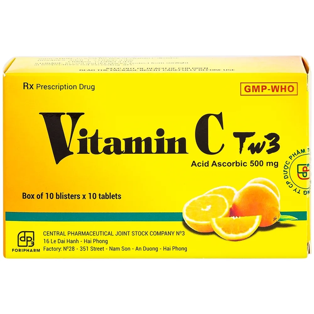 Hình ảnh Thuốc Vitamin C TW3 điều trị bệnh do thiếu vitamin C (10 vỉ x 10 viên)