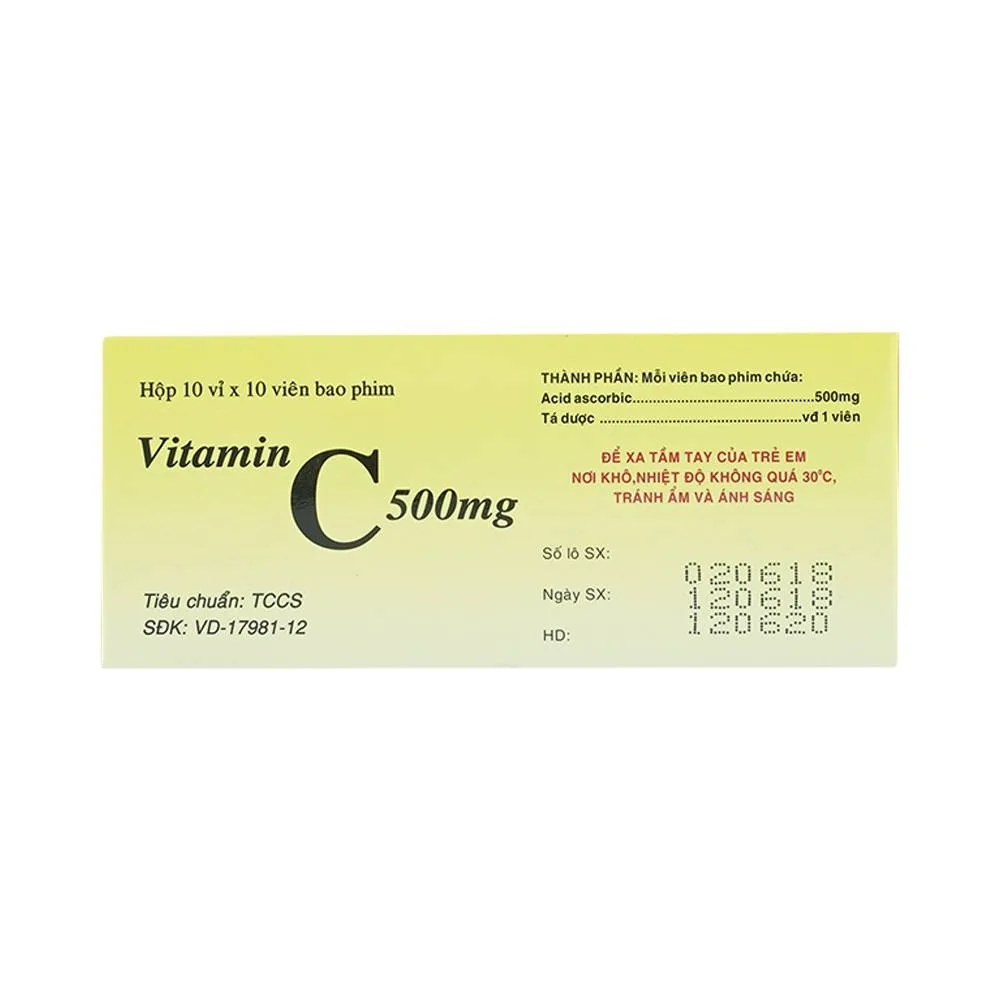 Hình ảnh Thuốc Vitamin C 500mg Vidipha điều trị bệnh do thiếu Vitamin C (10 vỉ x 10 viên)