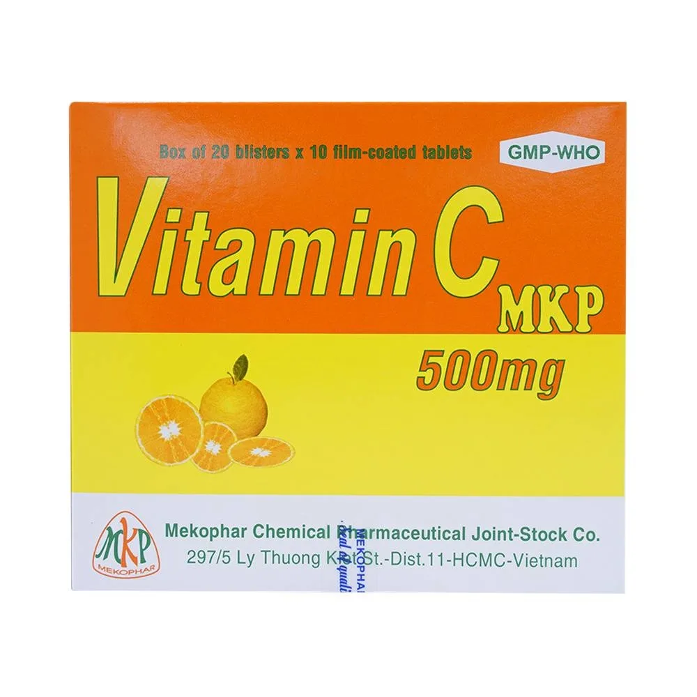 Hình ảnh Thuốc Vitamin C MKP 500mg Mekophar phòng và điều trị bệnh Scorbut (20 vỉ x 10 viên)
