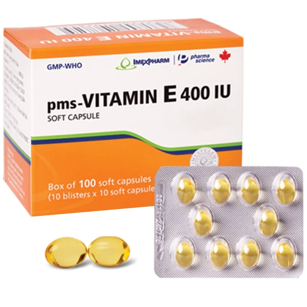 Hình ảnh Thuốc Vitamin E 400 IU Pymepharco hỗ trợ điều trị thiếu Vitamin E, ngăn chặn tiến trình lão hóa (10 vỉ x 10 viên)