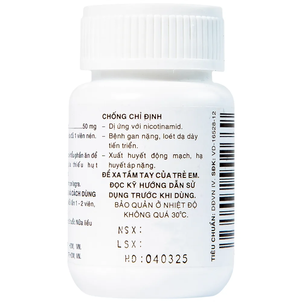 Hình ảnh Thuốc Vitamin PP 50mg Pharmedic phòng ngừa và điều trị bệnh pellagra (60 viên)