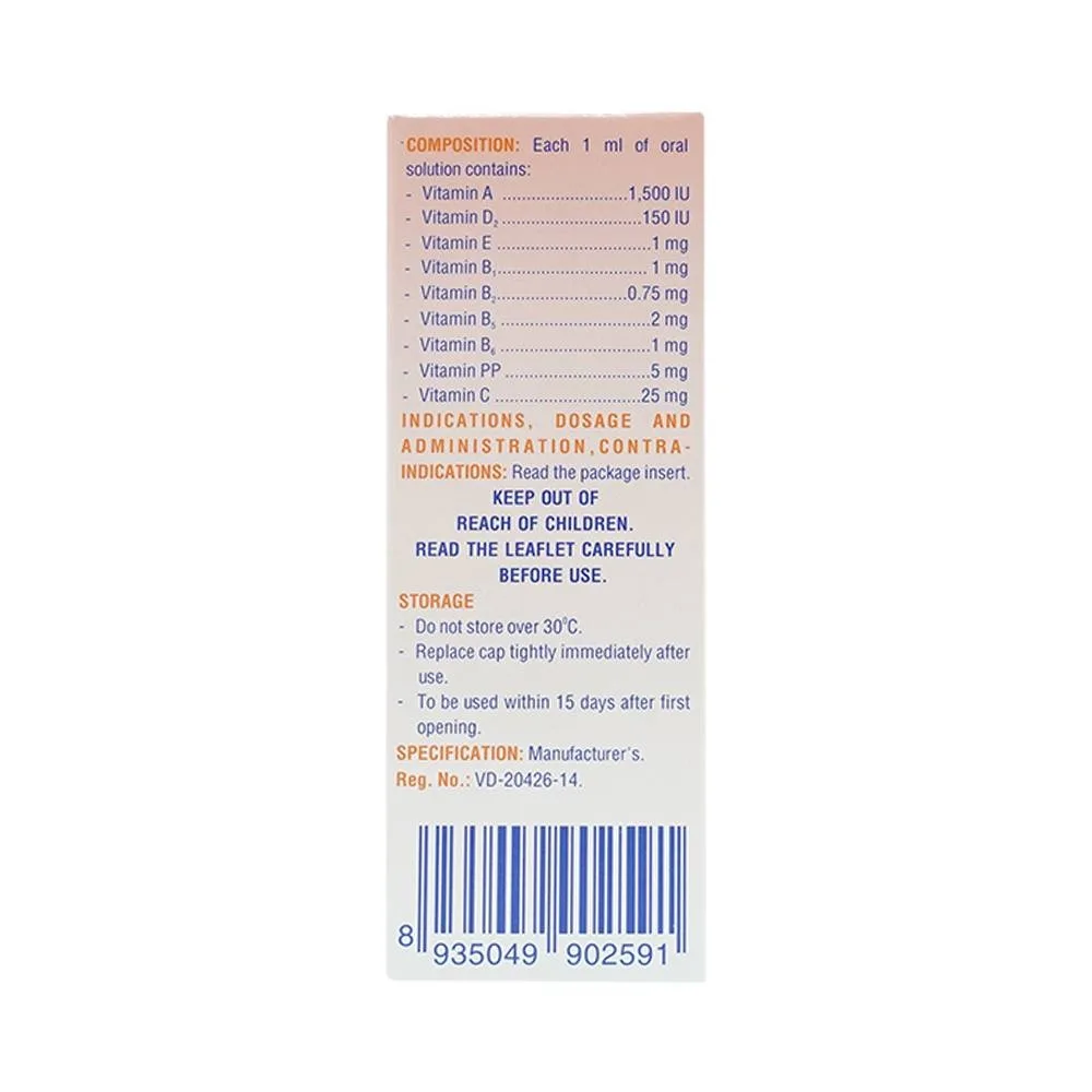 Hình ảnh Dung dịch uống Vitarals Pharmedic phòng ngừa và điều chỉnh tình trạng thiếu hụt Vitamin (20ml)