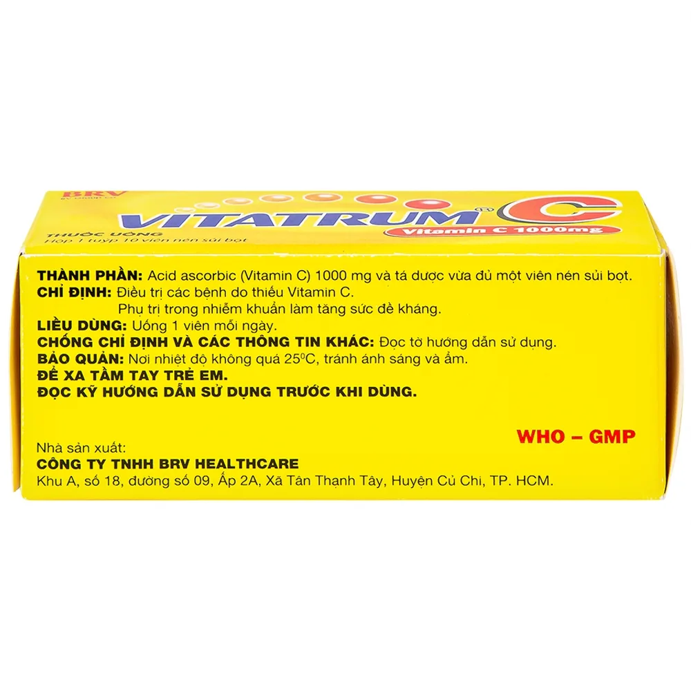Hình ảnh Viên sủi Vitatrum C BRV điều trị các bệnh do thiếu vitamin C (10 viên)