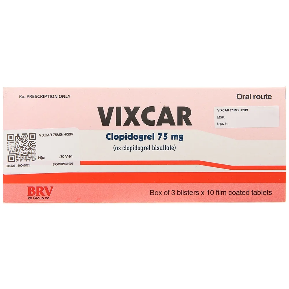 Hình ảnh Thuốc Vixcar 75mg BRV phòng ngừa các biến cố huyết khối do xơ vữa động mạch (3 vỉ x 10 viên)