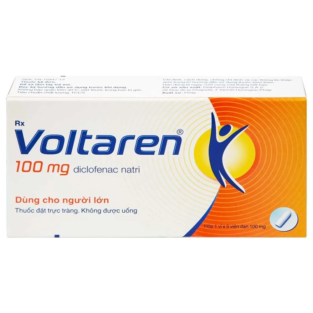 Hình ảnh Viên đặt Voltaren 100mg Novartis điều trị viêm và thoái hóa của bệnh thấp khớp (1 vỉ x 5 viên)
