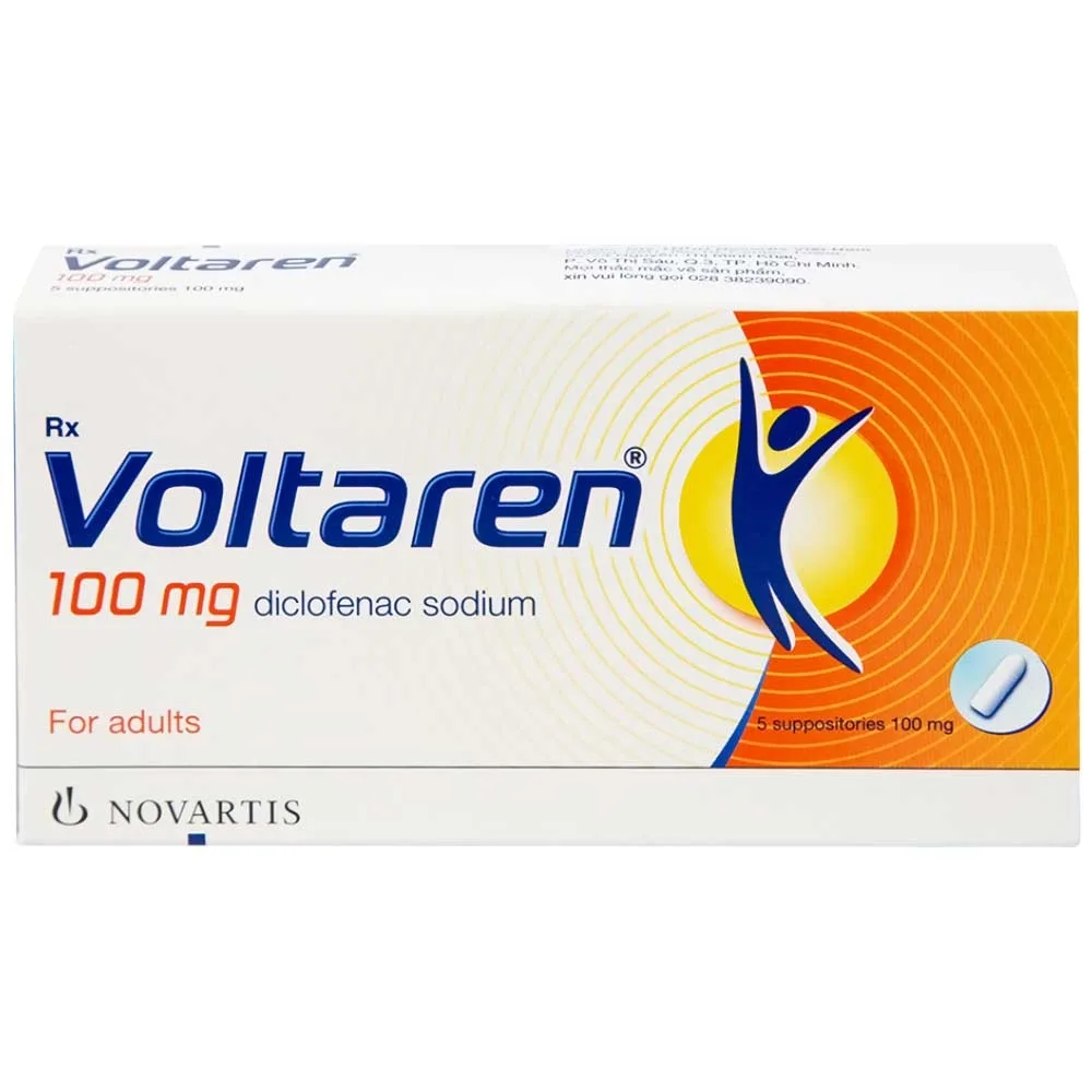 Hình ảnh Viên đặt Voltaren 100mg Novartis điều trị viêm và thoái hóa của bệnh thấp khớp (1 vỉ x 5 viên)
