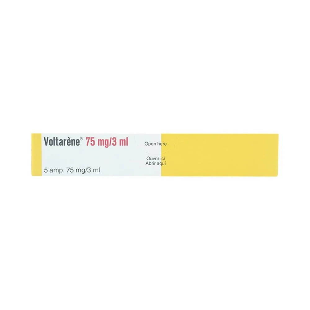 Hình ảnh Thuốc tiêm Voltaren 75mg/3ml Novartis điều trị đợt cấp viêm và thoái hóa thấp khớp (1 vỉ x 5 ống x 3ml)