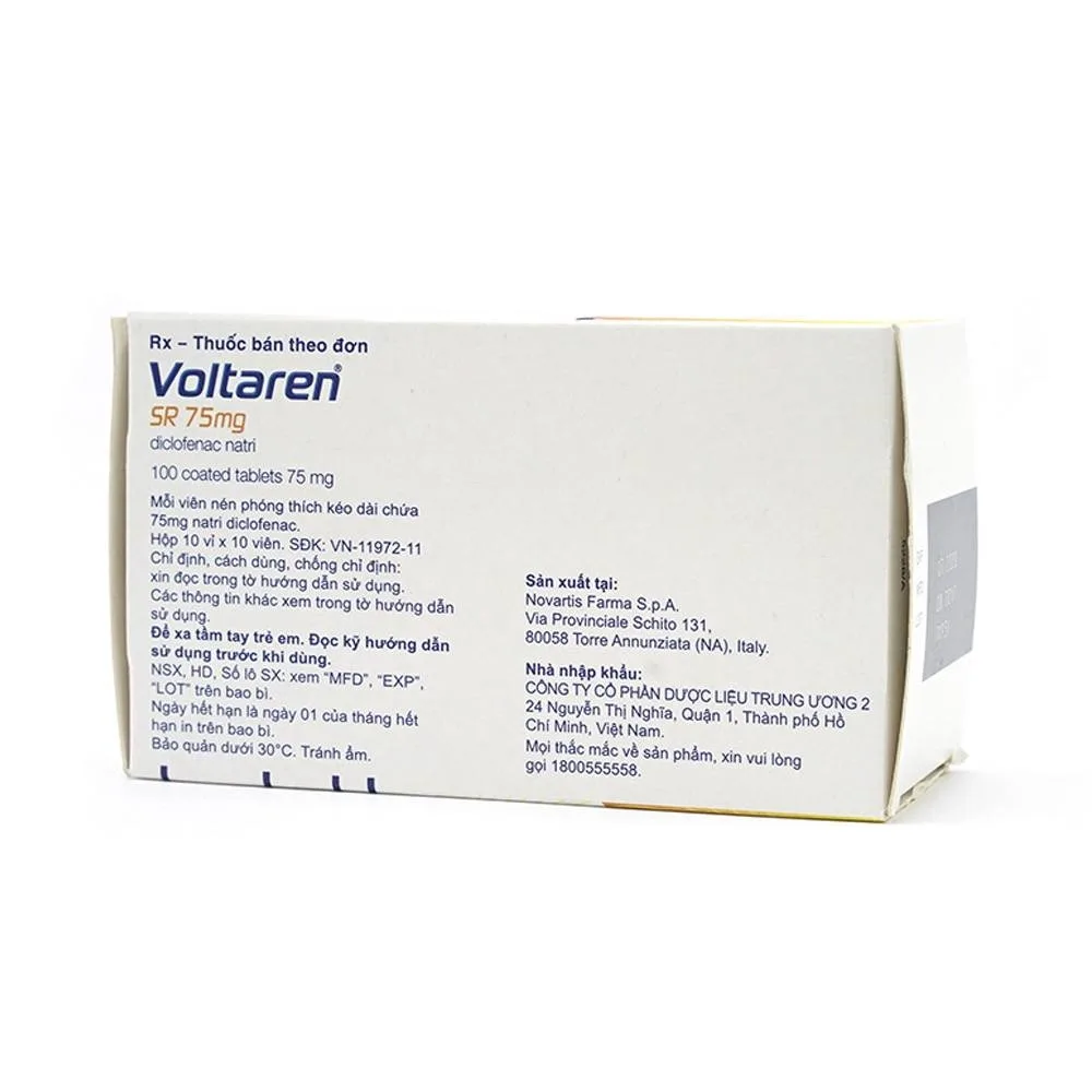 Hình ảnh Thuốc Voltaren SR 75mg Novartis điều trị viêm và thoái hóa của bệnh thấp khớp (10 vỉ x 10 viên)