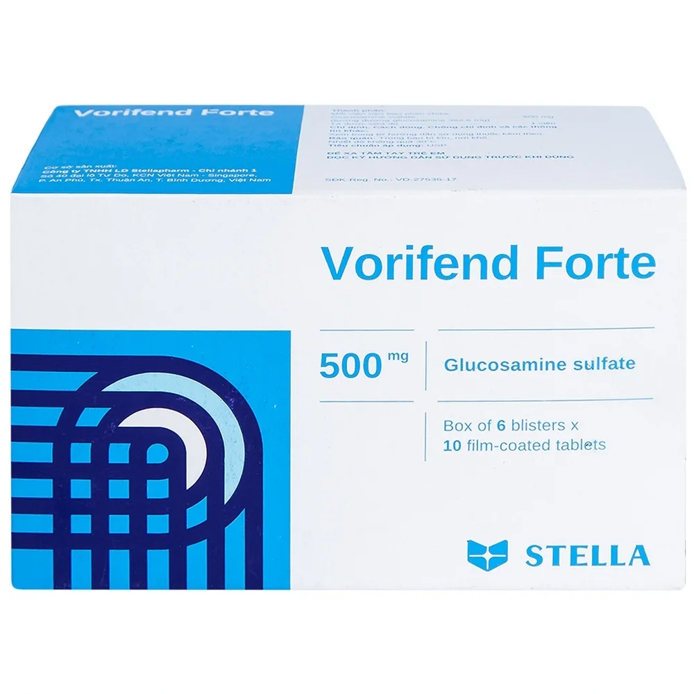 Hình ảnh Thuốc Vorifend Forte 500mg Stella giảm triệu chứng của thoái hoá khớp gối (6 vỉ x 10 viên)