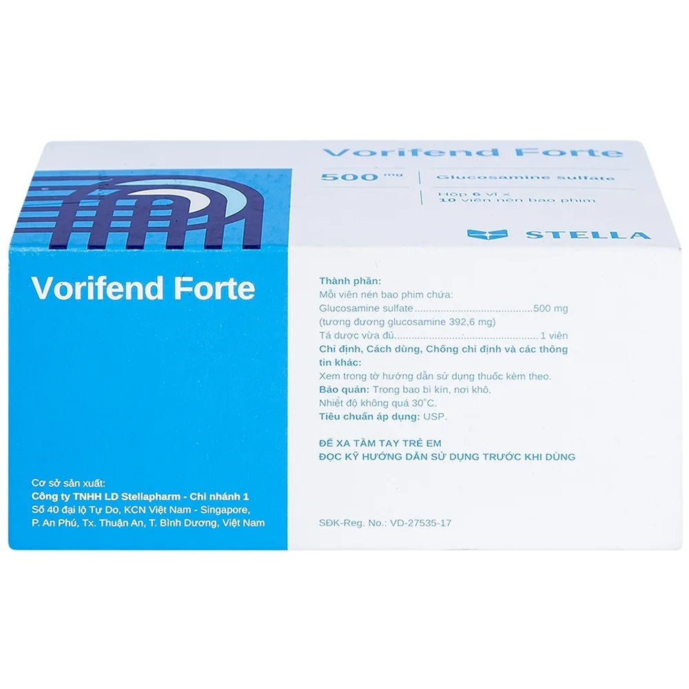 Hình ảnh Thuốc Vorifend Forte 500mg Stella giảm triệu chứng của thoái hoá khớp gối (6 vỉ x 10 viên)