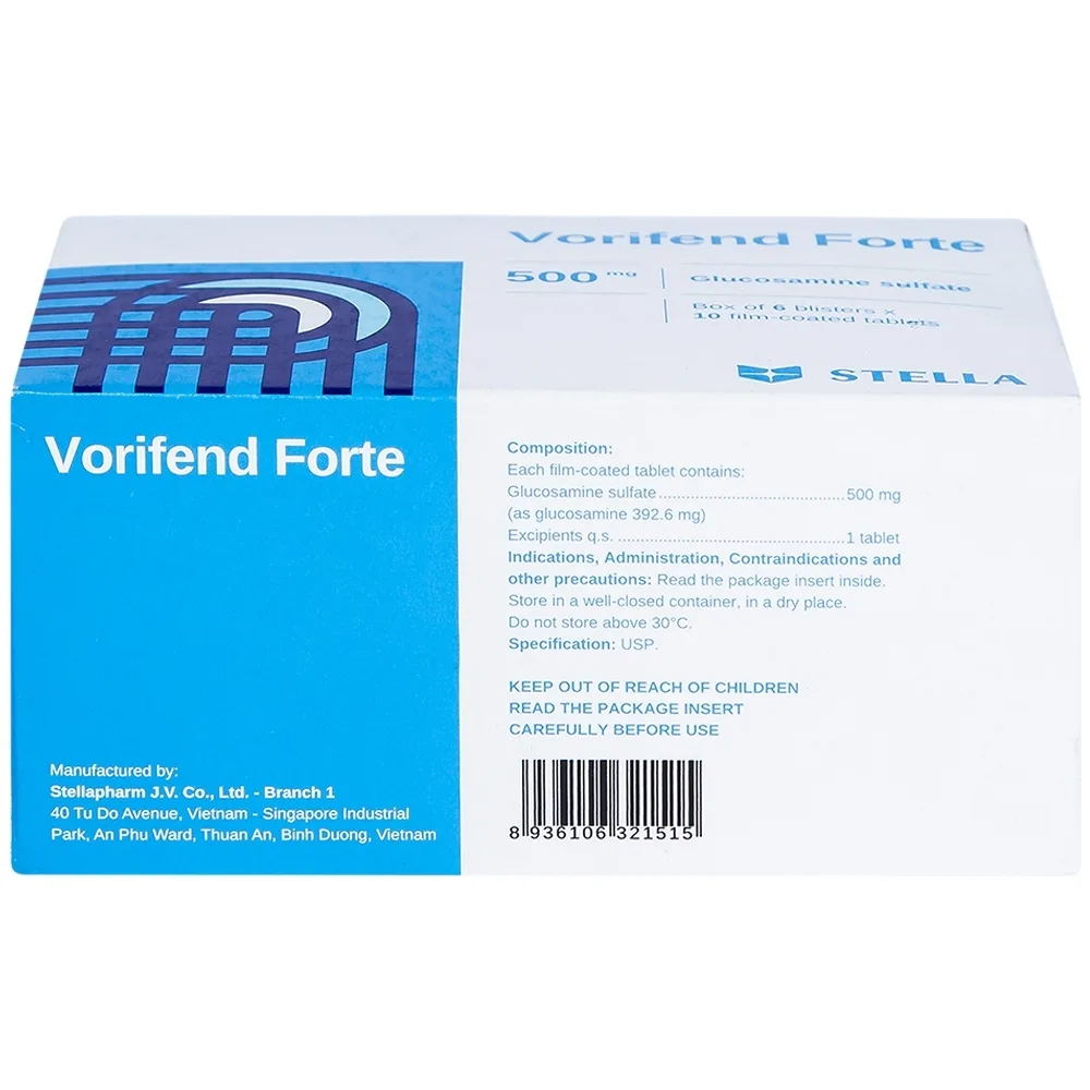Hình ảnh Thuốc Vorifend Forte 500mg Stella giảm triệu chứng của thoái hoá khớp gối (6 vỉ x 10 viên)