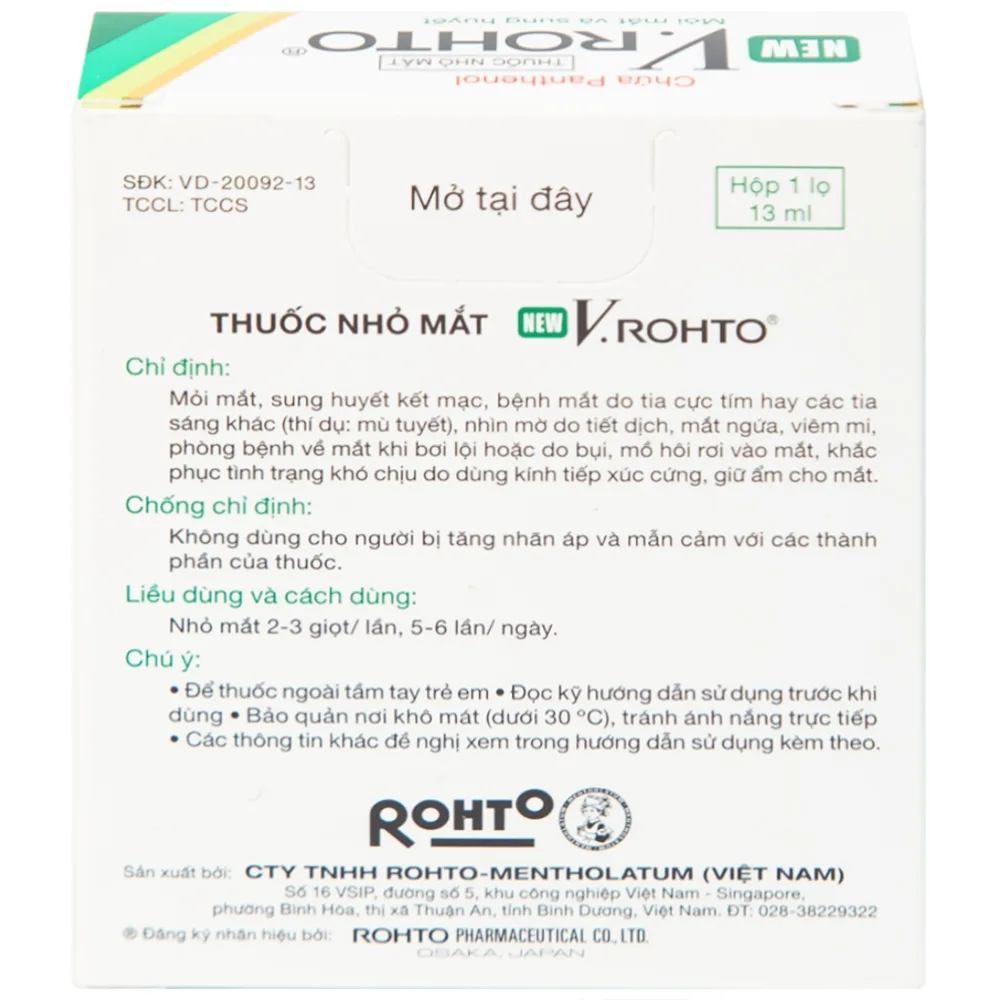 Hình ảnh Thuốc nhỏ mắt New V.Rohto điều trị mỏi mắt, sung huyết kết mạc (13ml)