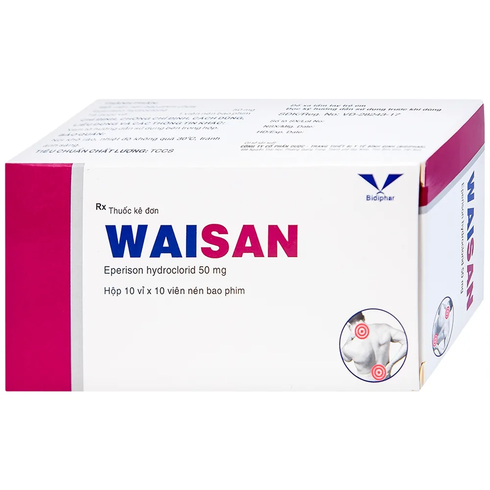 Hình ảnh Thuốc Waisan 50mg Bidiphar cải thiện triệu chứng tăng trương lực cơ (10 vỉ x 10 viên)