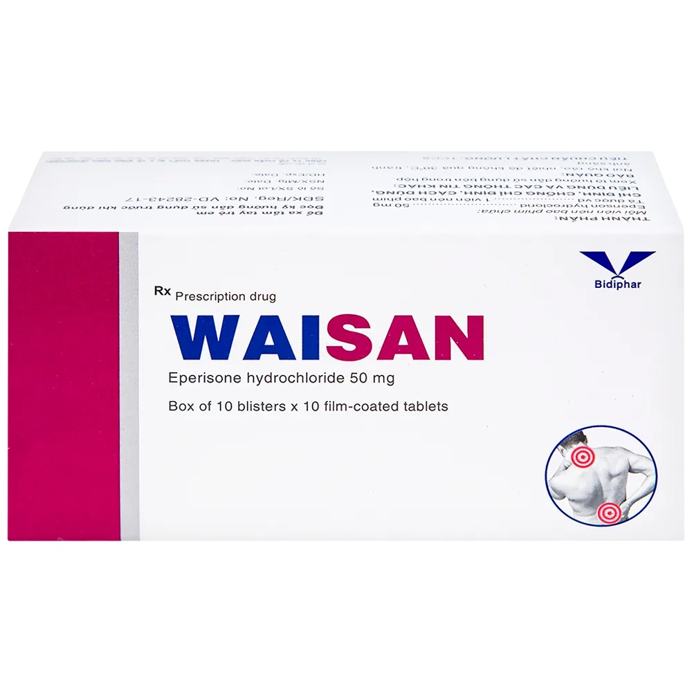 Hình ảnh Thuốc Waisan 50mg Bidiphar cải thiện triệu chứng tăng trương lực cơ (10 vỉ x 10 viên) 