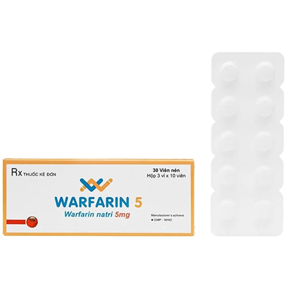 Hình ảnh Thuốc Warfarin 5 S.P.M điều trị ngắn hạn huyết khối tĩnh mạch và nghẽn mạch phổi cấp tính (3 vỉ x 10 viên)