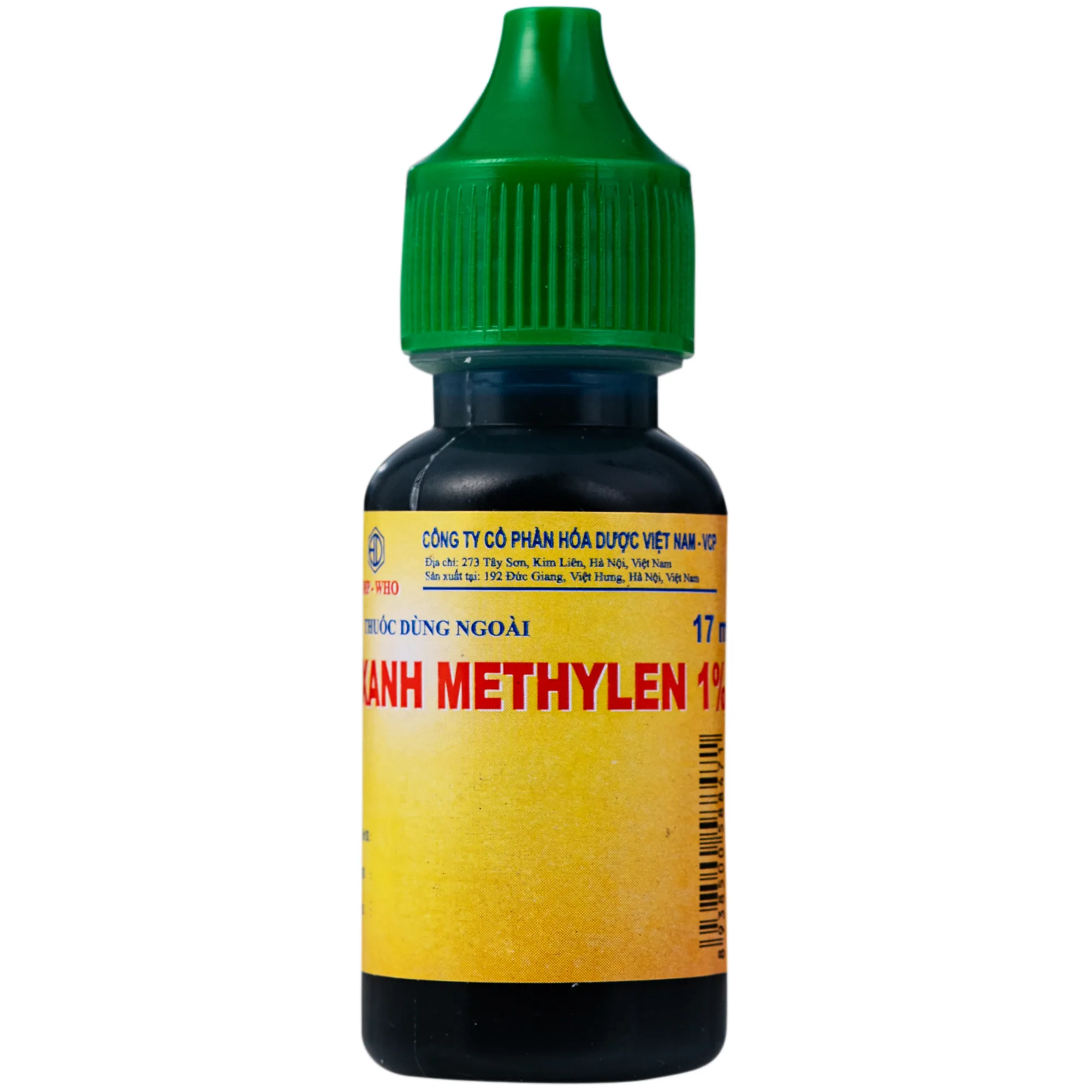 Hình ảnh Dung dịch dùng ngoài Xanh Methylen 1% Hóa Dược điều trị chốc lở, viêm da mủ (17ml)